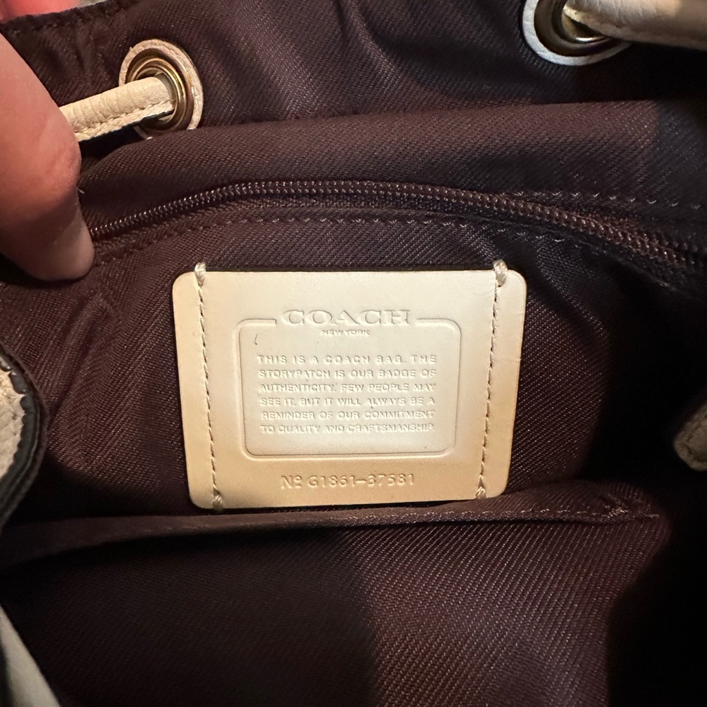 Coach Cream Pebbled Leather Mini Backpack with Gold Turnlock - Picture 5 of 7